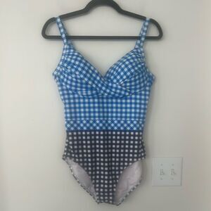 Land’s End Gingham One Pc Supportive Swimsuit 10